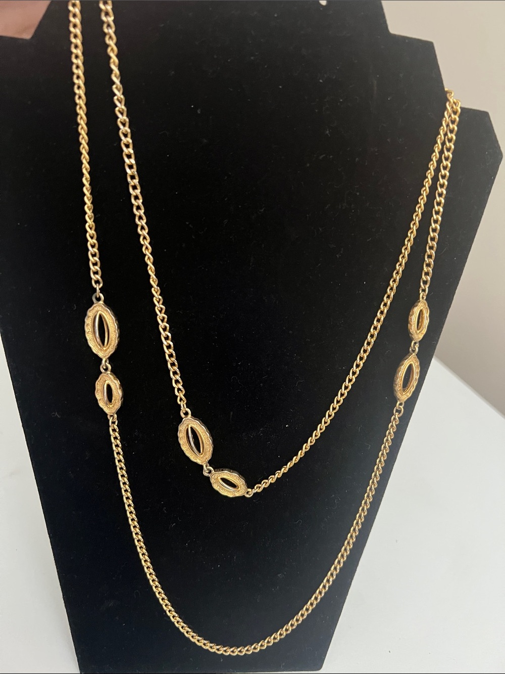 Spectacular Golden Long & Chain Link Necklace - Heirloom Estate